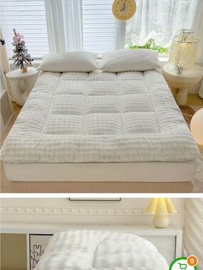 Plush Quilted White Mattress Topper